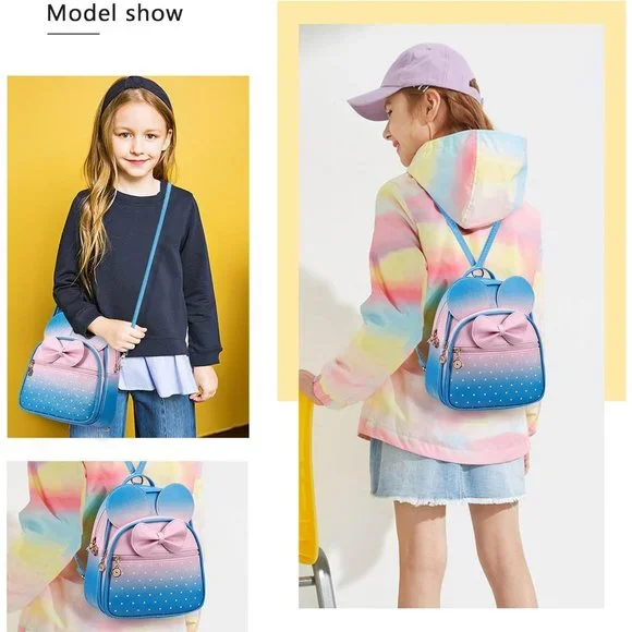 Bowknot Polka Dot Mini Backpack And Convertible Shoulder Bag Purse for Women - Picture 7 of 7